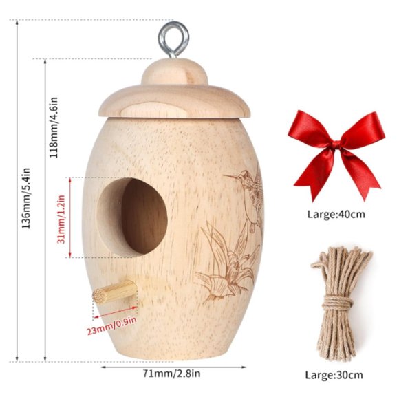 Wooden Hummingbird House for Outside Nesting - Picture 2 of 10